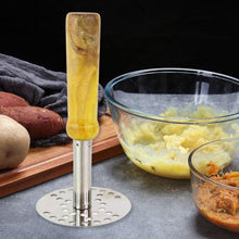 Stainless Steel Potato Masher, Pav Bhaji Masher with wooden handle