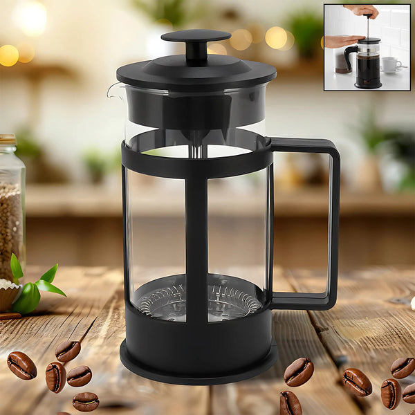 Coffee and Tea maker, Coffee Maker Glass Stainless Steel Coffee Press Glass Teapot for Camping Travel Gifts kitchen tools (Approx 350ml)