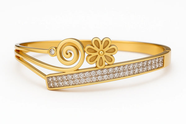 Graceful Gold-plated Floral Bangle