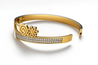 Graceful Gold-plated Floral Bangle