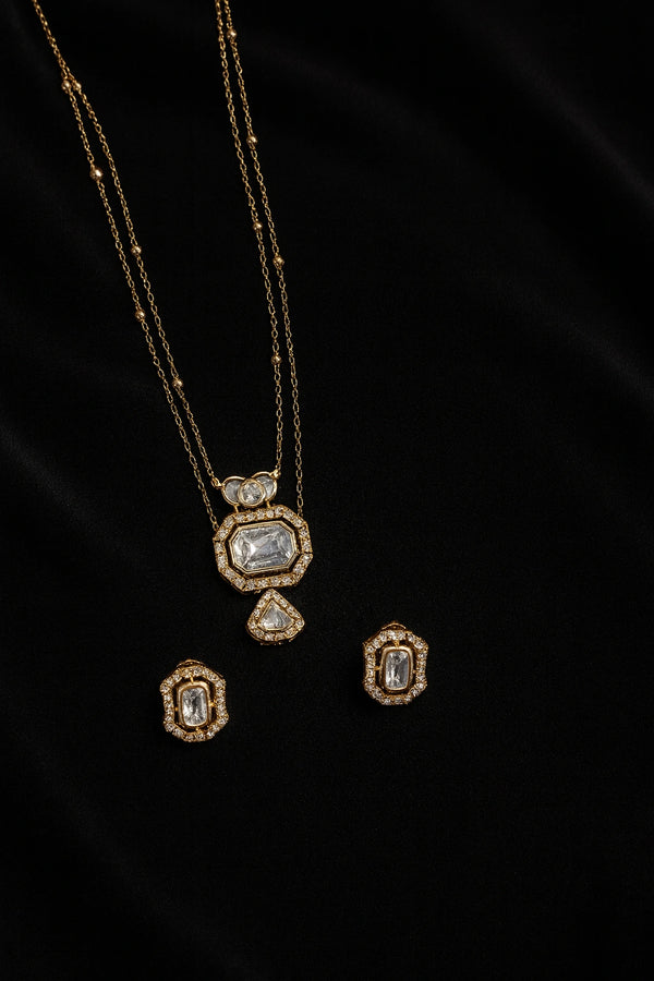 Imperial Elegance Kundan Pendant & Earrings Set