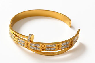 Modern Screw Motif anti tarnish Gold plated Bangle