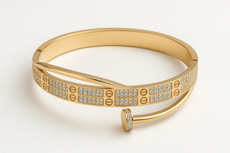 Modern Screw Motif anti tarnish Gold plated Bangle