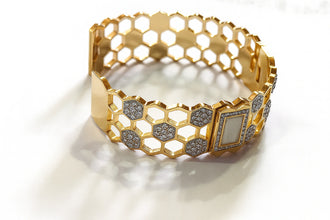 Radiant Honeycomb Anti tarnish Gold Plated Bracelet