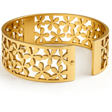 Golden Floral Lattice Bangle with Diamond Petals