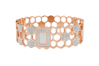 Rose Gold Honeycomb Bangle with Diamond Detailing