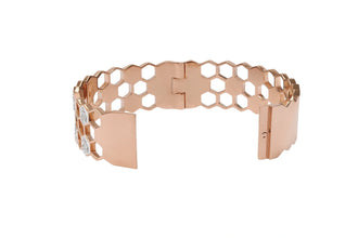Rose Gold Honeycomb Bangle with Diamond Detailing