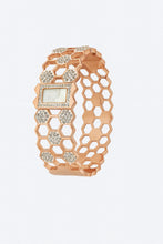 Rose Gold Honeycomb Bangle with Diamond Detailing