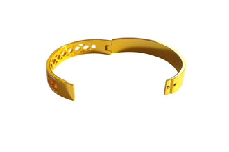 Gold Filigree Bangle with Diamond Borders