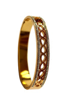 Gold Filigree Bangle with Diamond Borders