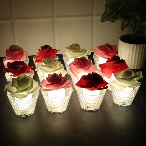 Rose Shaped Decorative Flameless LED Candles (12 Pc)