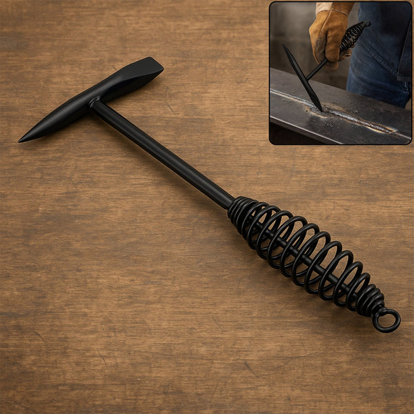 Welding Slag Removal Hammer with Coil Spring Handle | Heavy Duty Chipping Tool for Slag & Spatter Cleaning (1 Pc)