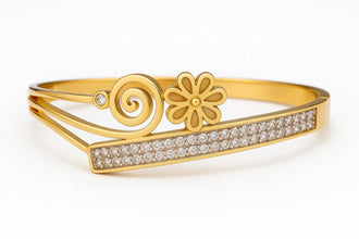 Graceful Gold-plated Floral Bangle