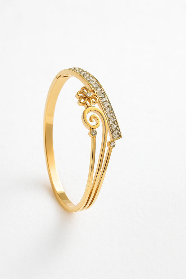Graceful Gold-plated Floral Bangle