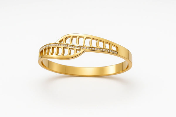 Leaf Inspired Anti tarnish Gold plated Bangle