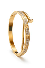 Modern Screw Motif anti tarnish Gold plated Bangle