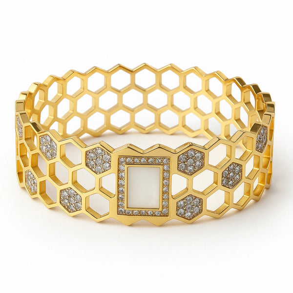 Radiant Honeycomb Anti tarnish Gold Plated Bracelet
