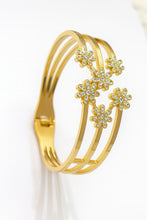 Floral Diamond Cluster Gold Bangle